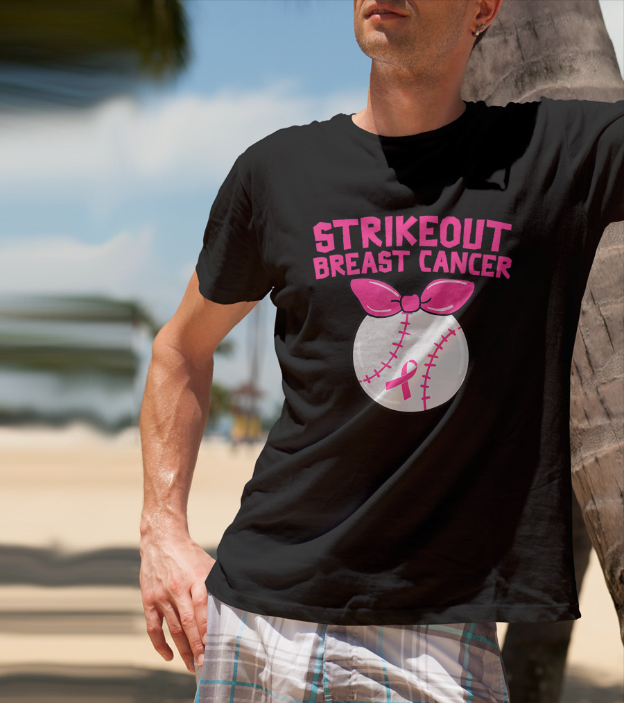 Strikeout Breast Cancer Awareness Baseball Pink T-Shirt