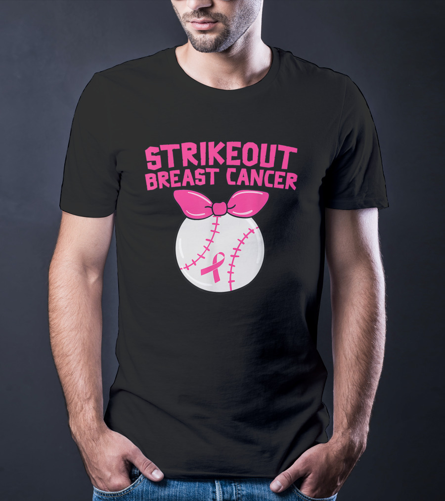 Strikeout Breast Cancer Awareness Baseball Pink T-Shirt