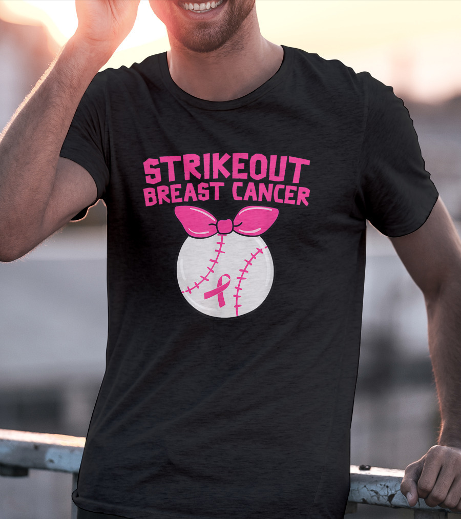 Strikeout Breast Cancer Awareness Baseball Pink T-Shirt