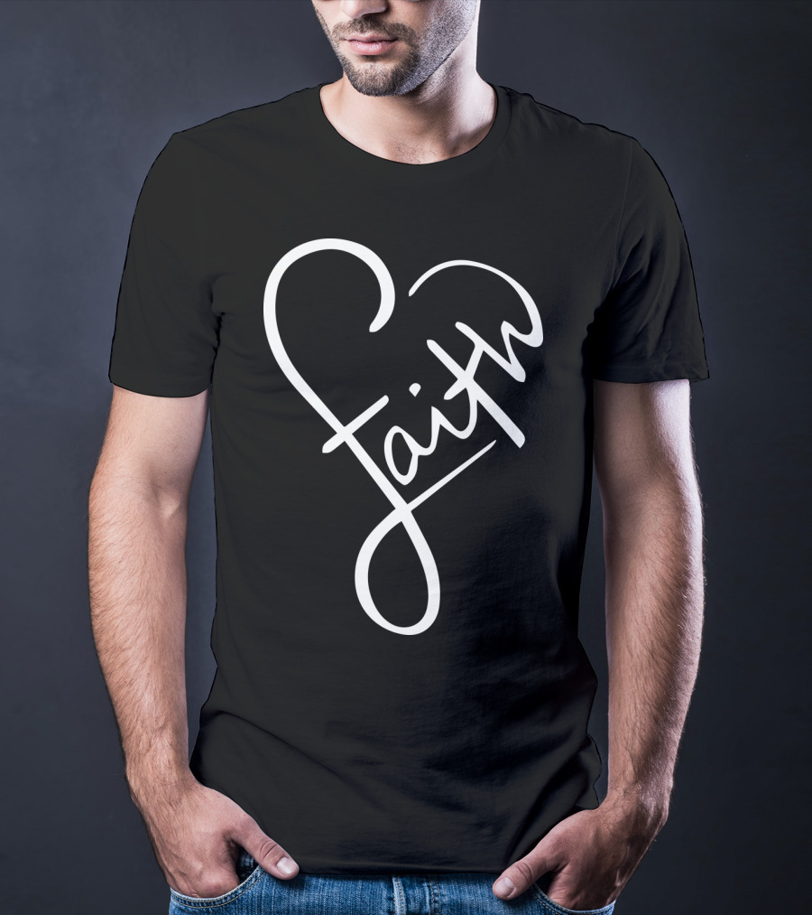 Faith Heart Script God Love Summer Casual T-Shirt