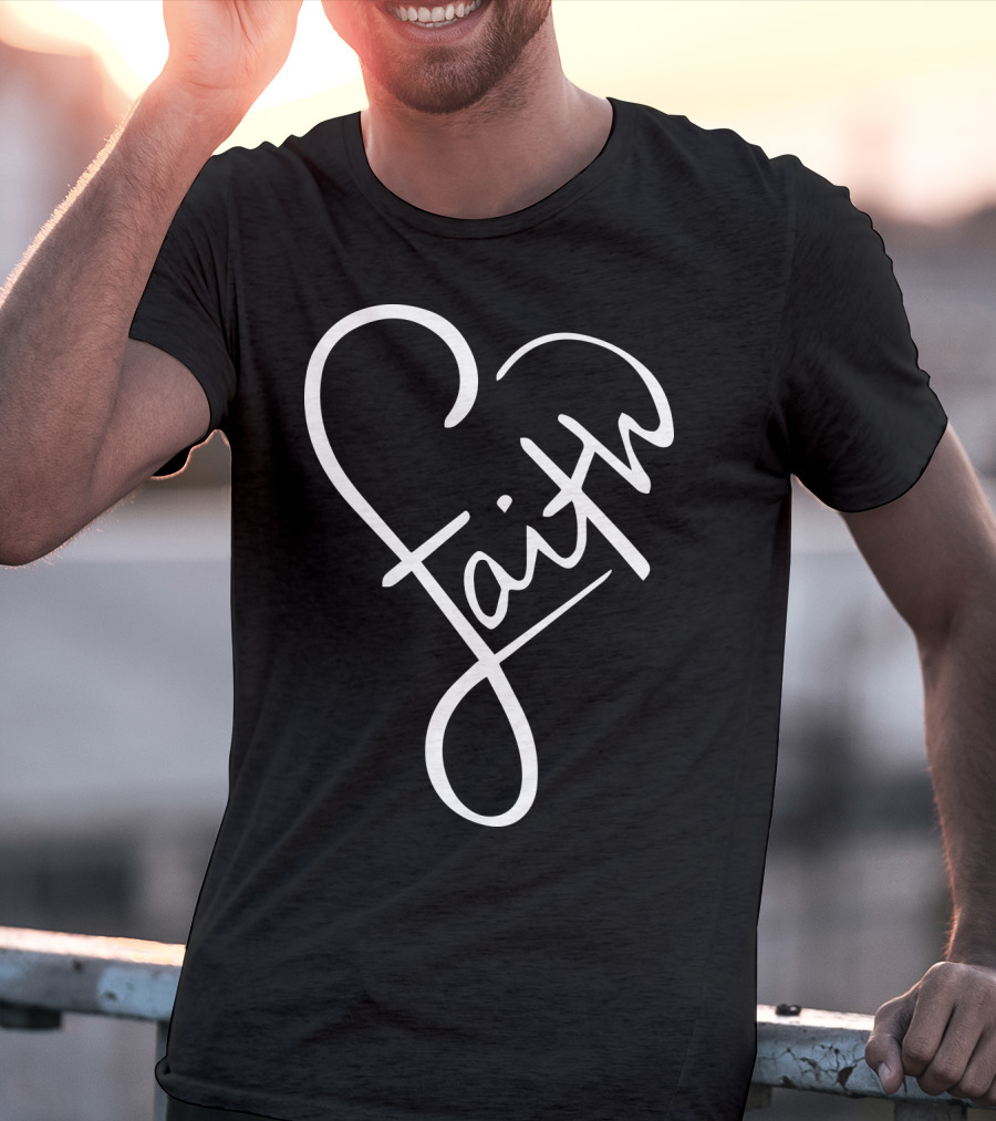 Faith Heart Script God Love Summer Casual T-Shirt