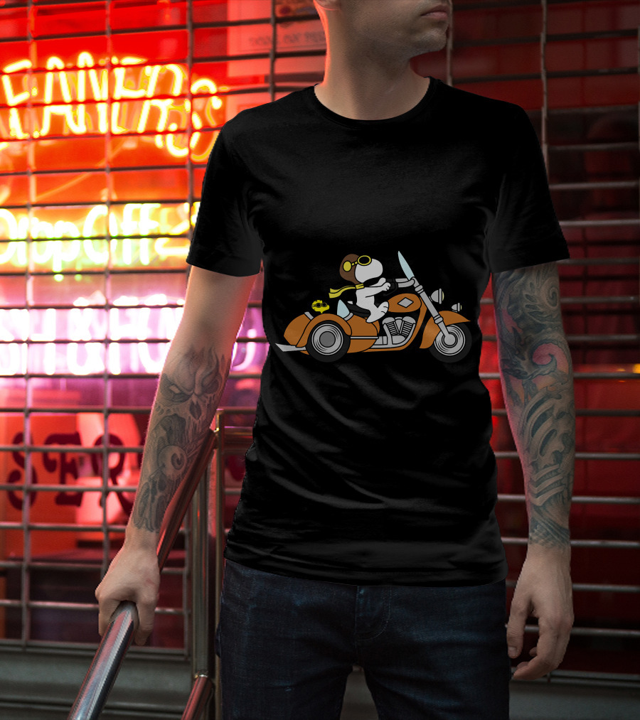 Snoopy Biker Woodstock Motorcycle Adventure T-Shirt