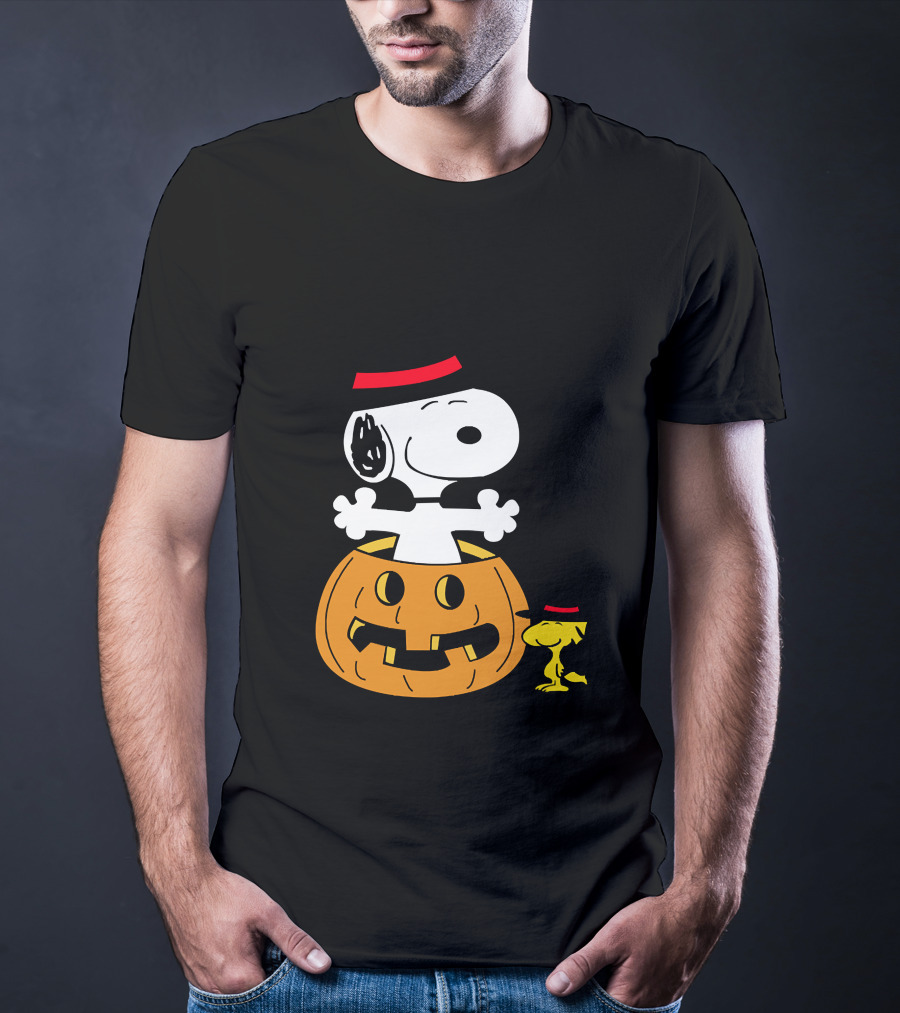 Snoopy Woodstock Halloween Pumpkin Witch Hat T-Shirt
