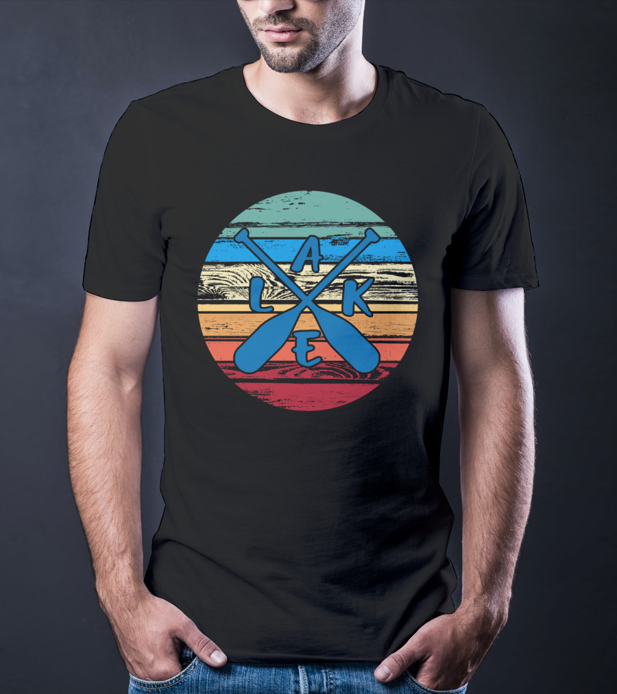 Lake Paddle Cross Rustic Vintage Summer Vacation T-Shirt