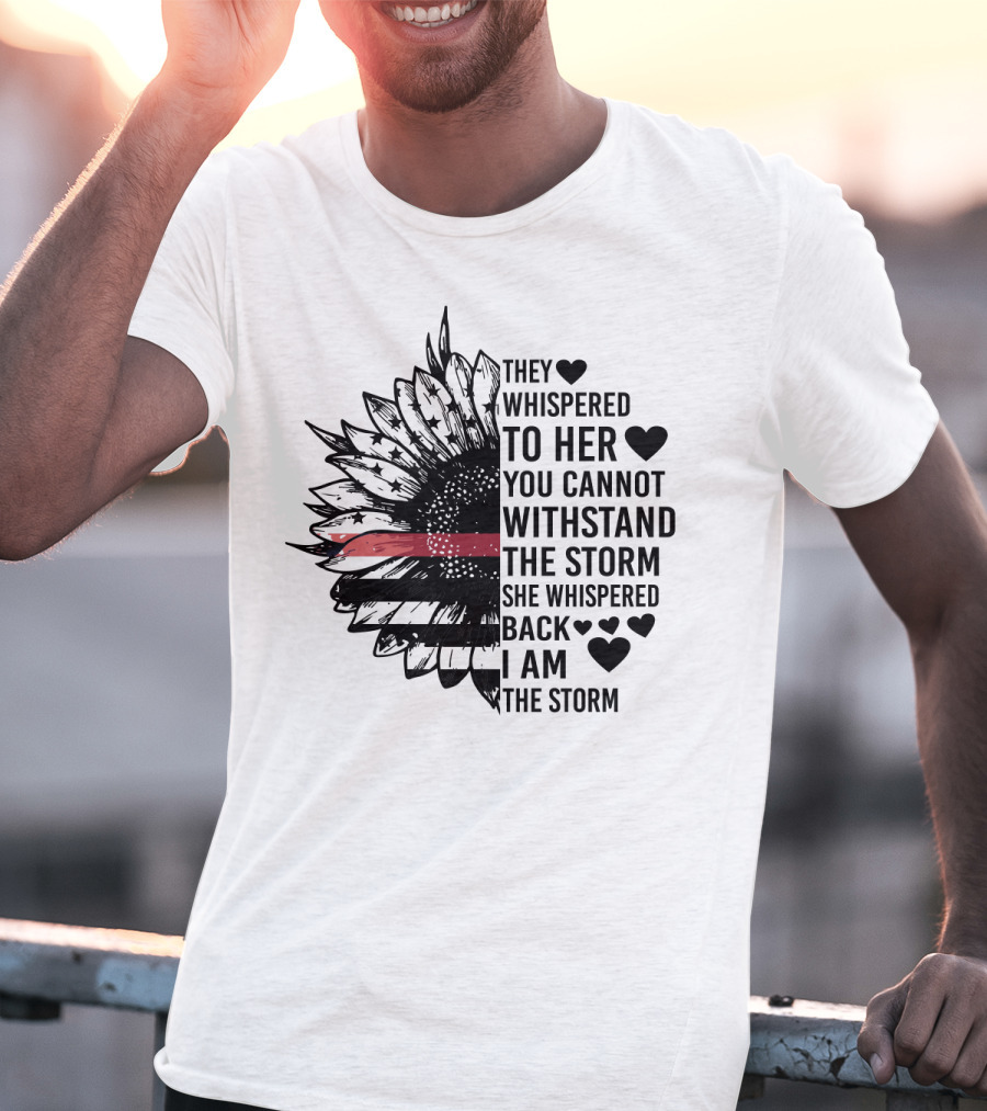 I Am The Storm Sunflower American Flag Veteran T-Shirt