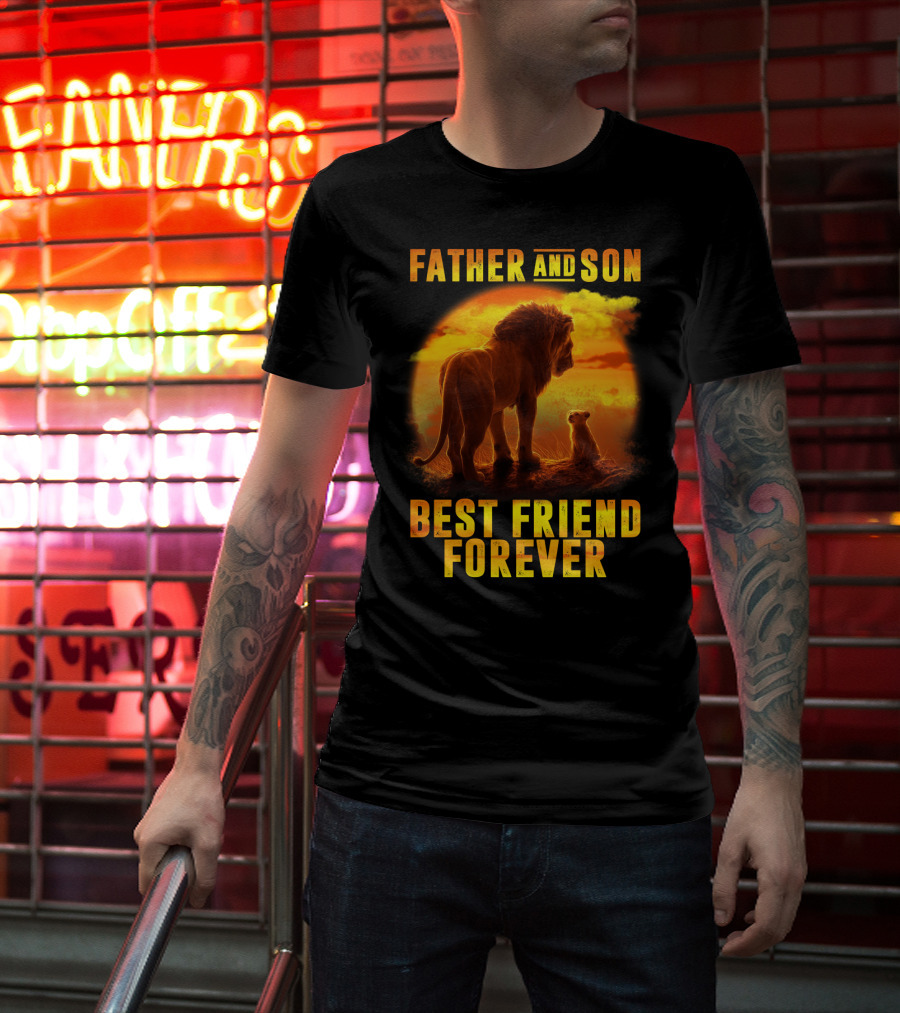 Father And Son Best Friend Forever The Lion King Silhouette Fan T-Shirt