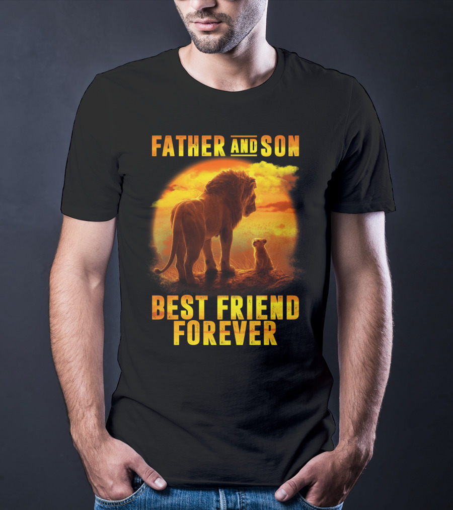 Father And Son Best Friend Forever The Lion King Silhouette Fan T-Shirt