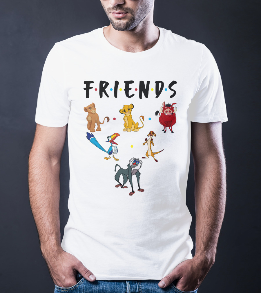 Friends The Lion King Simba Pumbaa Timon Rafiki Zazu Cartoon Characters T-Shirt