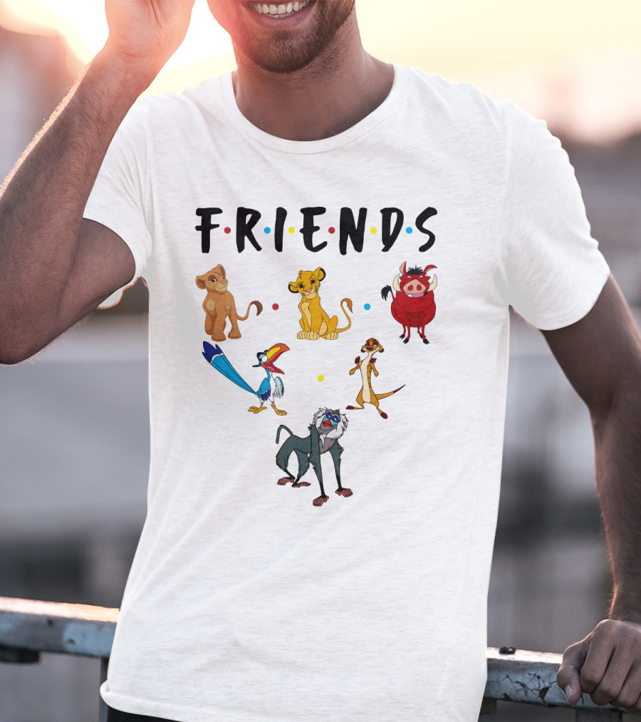 Friends The Lion King Simba Pumbaa Timon Rafiki Zazu Cartoon Characters T-Shirt