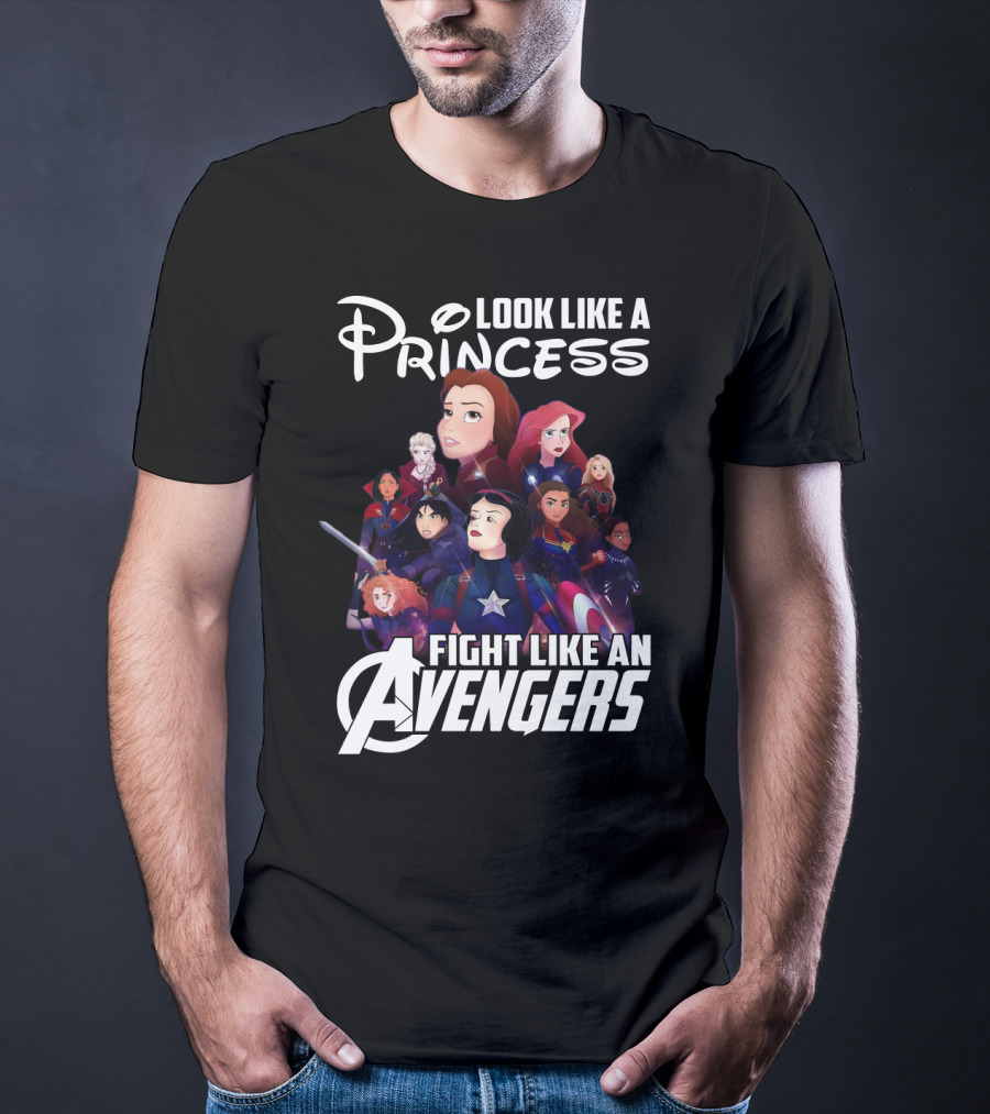 Look Like A Princess Fight Like An Avengers Featuring Disney Girls In Superhero Team-Up T-Shirt