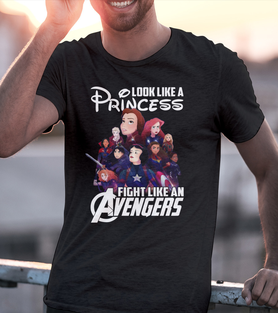 Look Like A Princess Fight Like An Avengers Featuring Disney Girls In Superhero Team-Up T-Shirt