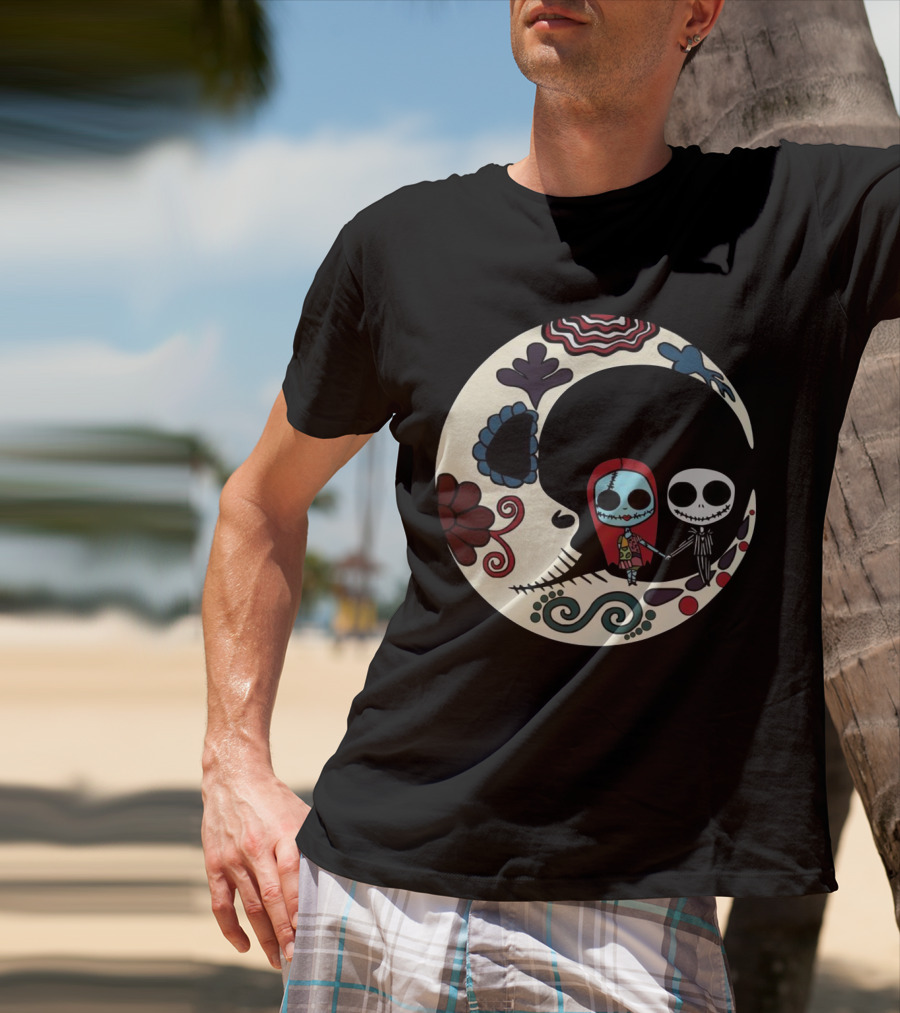 Calavera Moon Jack Skellington Sally Día De Los Muertos T-Shirt