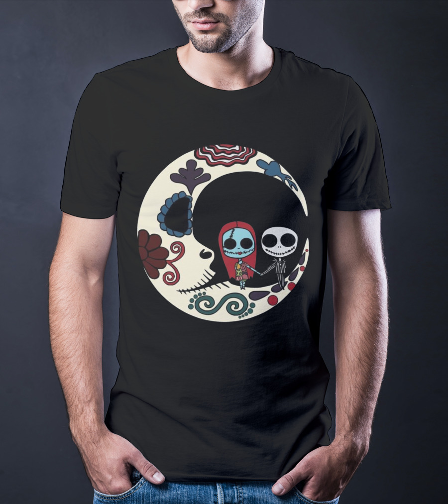 Calavera Moon Jack Skellington Sally Día De Los Muertos T-Shirt