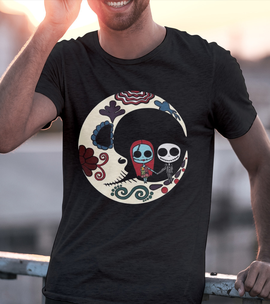 Calavera Moon Jack Skellington Sally Día De Los Muertos T-Shirt