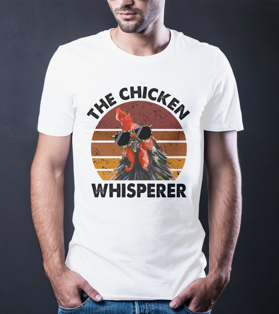 The Chicken Whisperer Retro Sunglasses Vintage Sunset Chicken T-Shirt
