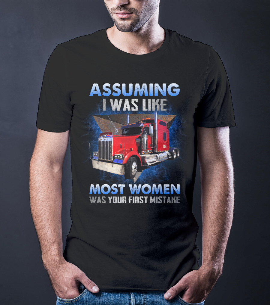 Bold Female Trucker Empowerment With Powerful Red Truck Imagery And Defiant Message T-Shirt