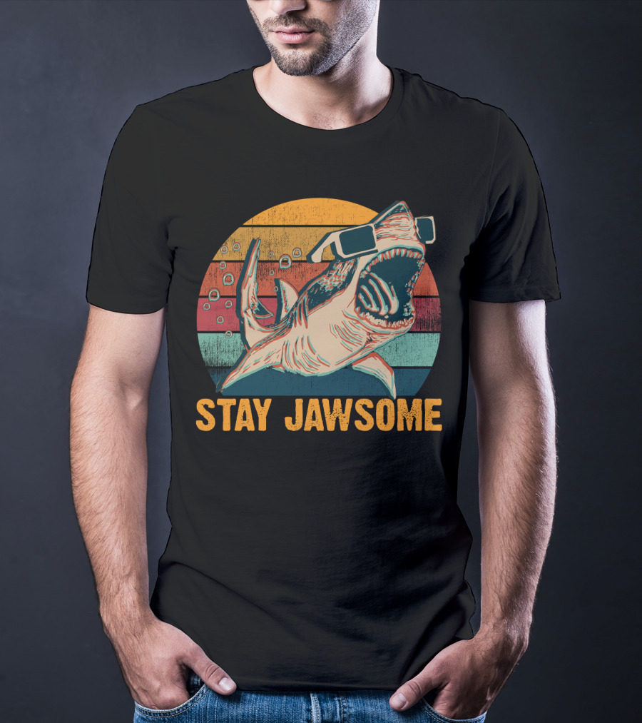 Stay Jawsome Vintage Shark Week Sunglasses Retro Shark Lovers T-Shirt
