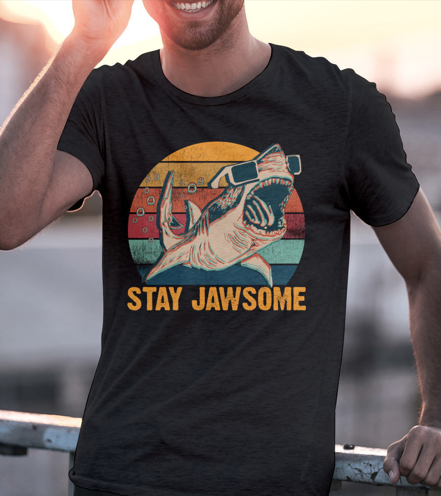 Stay Jawsome Vintage Shark Week Sunglasses Retro Shark Lovers T-Shirt