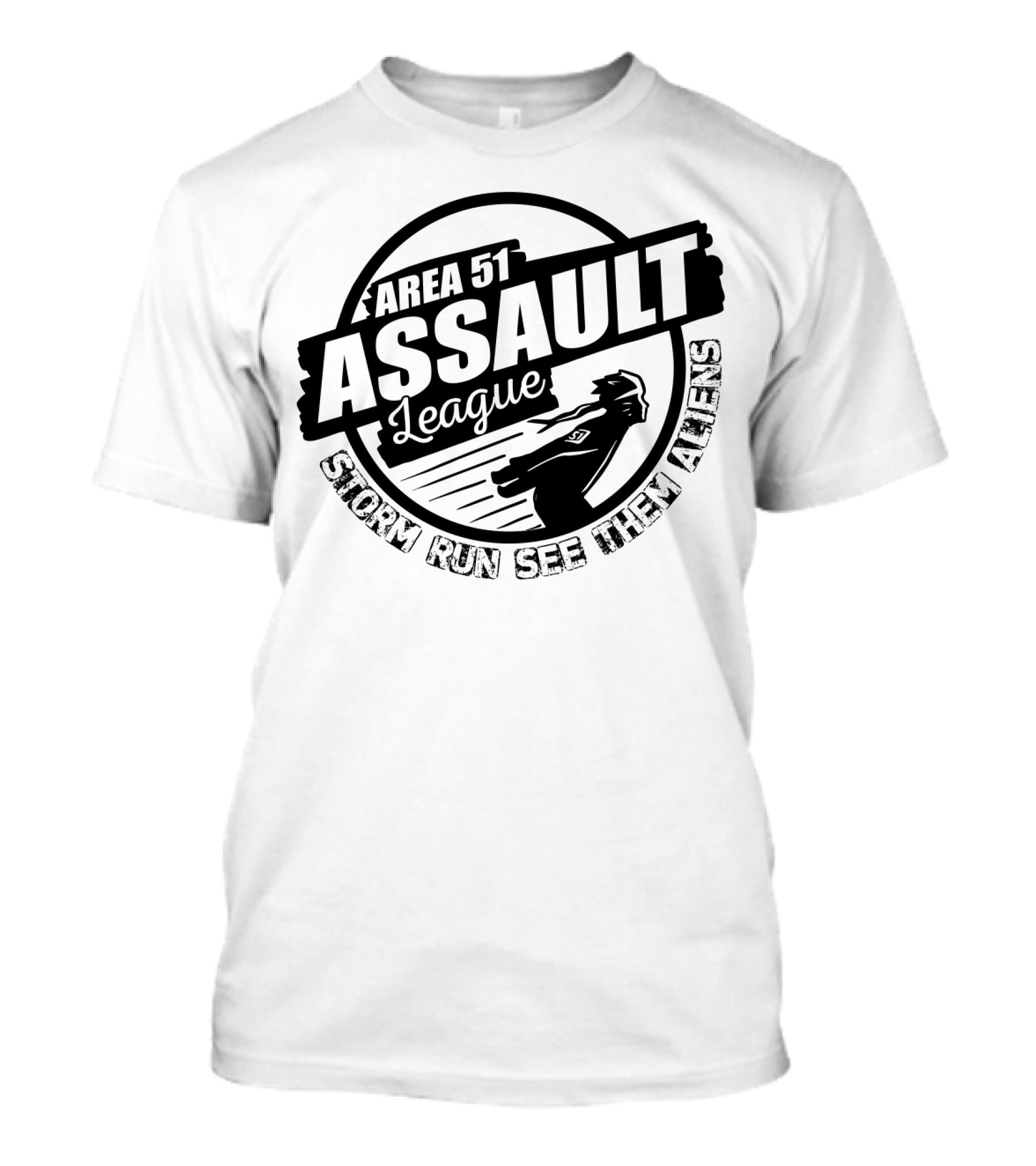 Area 51 Assault League Storm Run See Them Aliens Funny Running Challenge T-Shirt