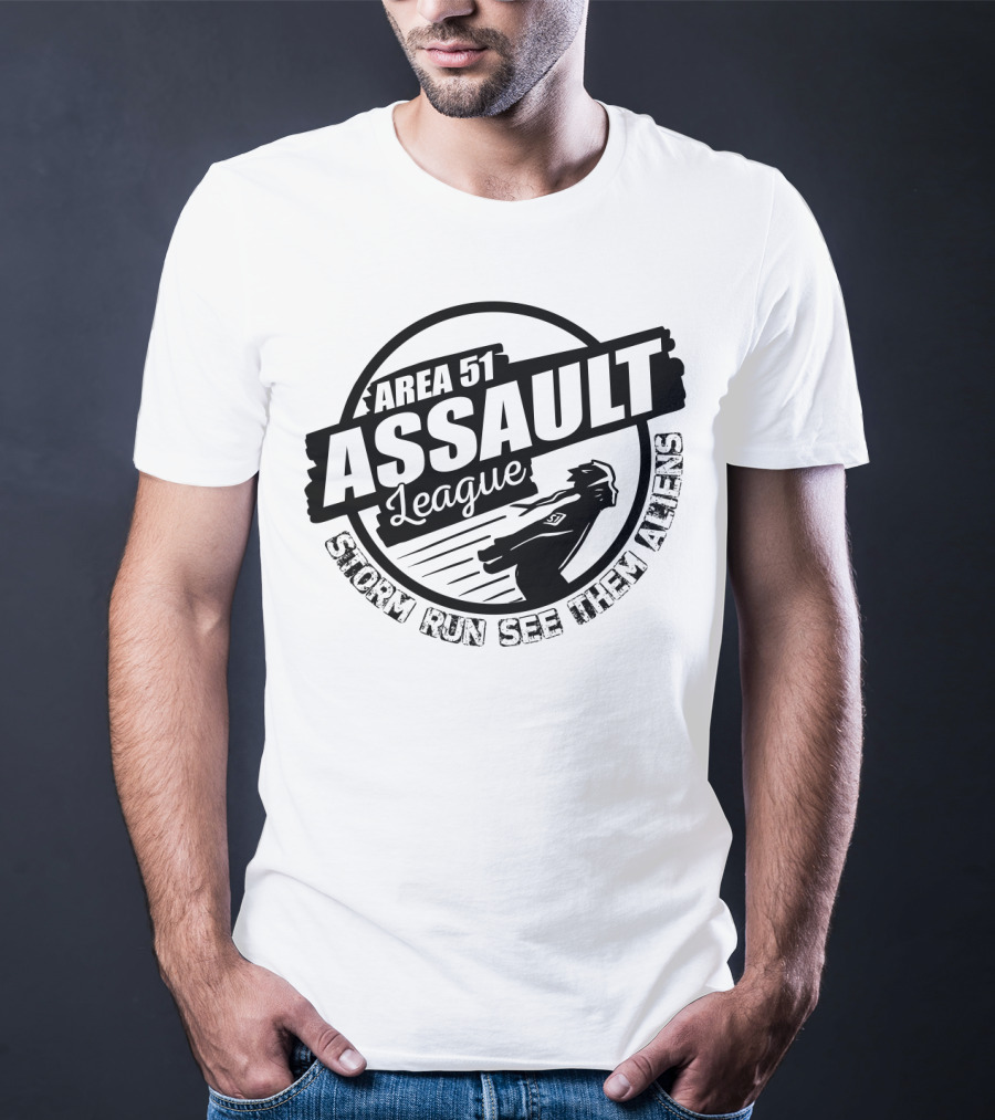 Area 51 Assault League Storm Run See Them Aliens Funny Running Challenge T-Shirt