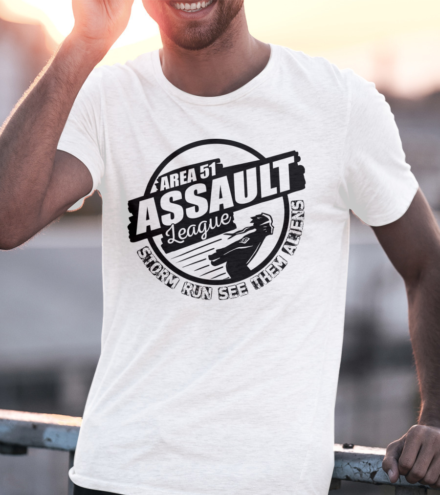 Area 51 Assault League Storm Run See Them Aliens Funny Running Challenge T-Shirt