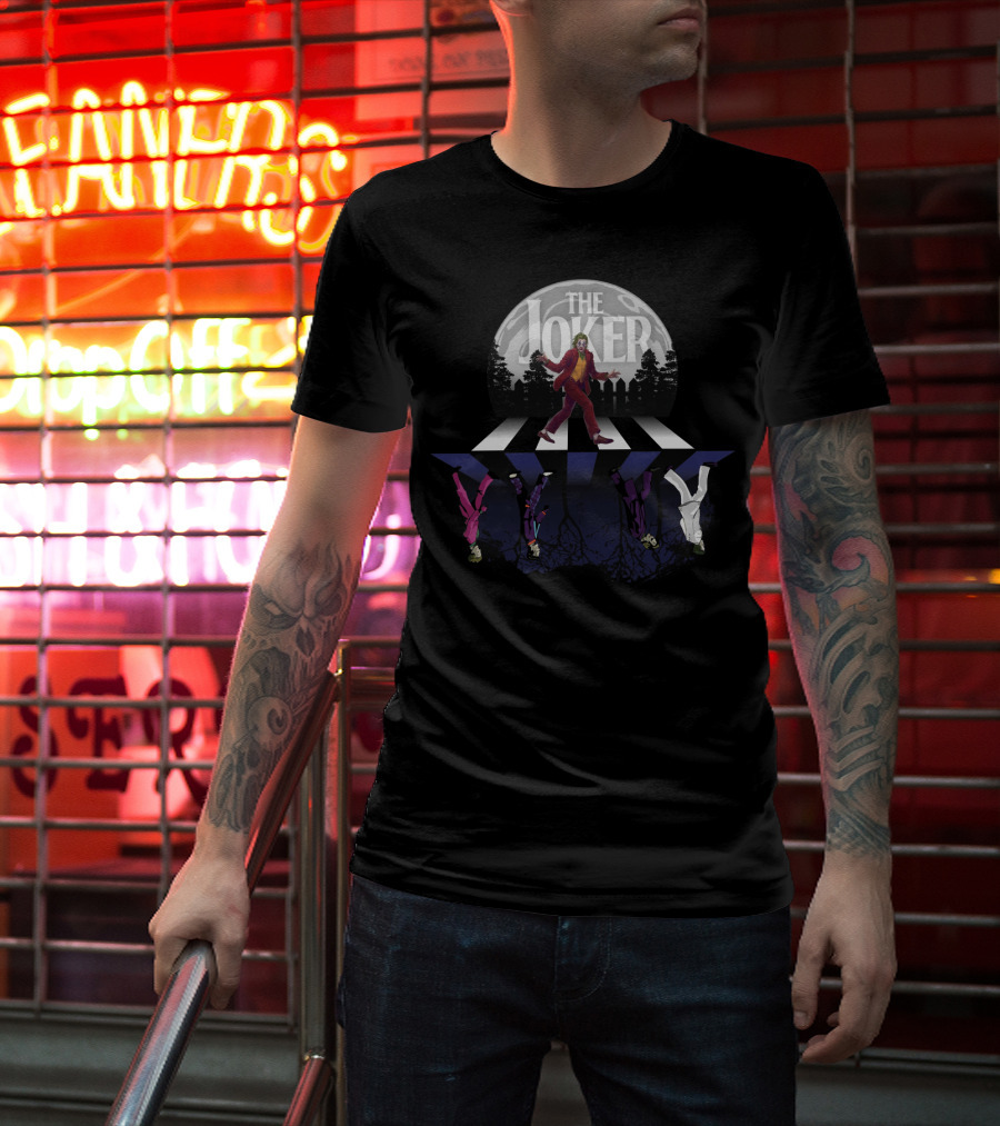 The Joker Walking Across Abbey Road Parody For Rock And Comic Fans T-Shirt