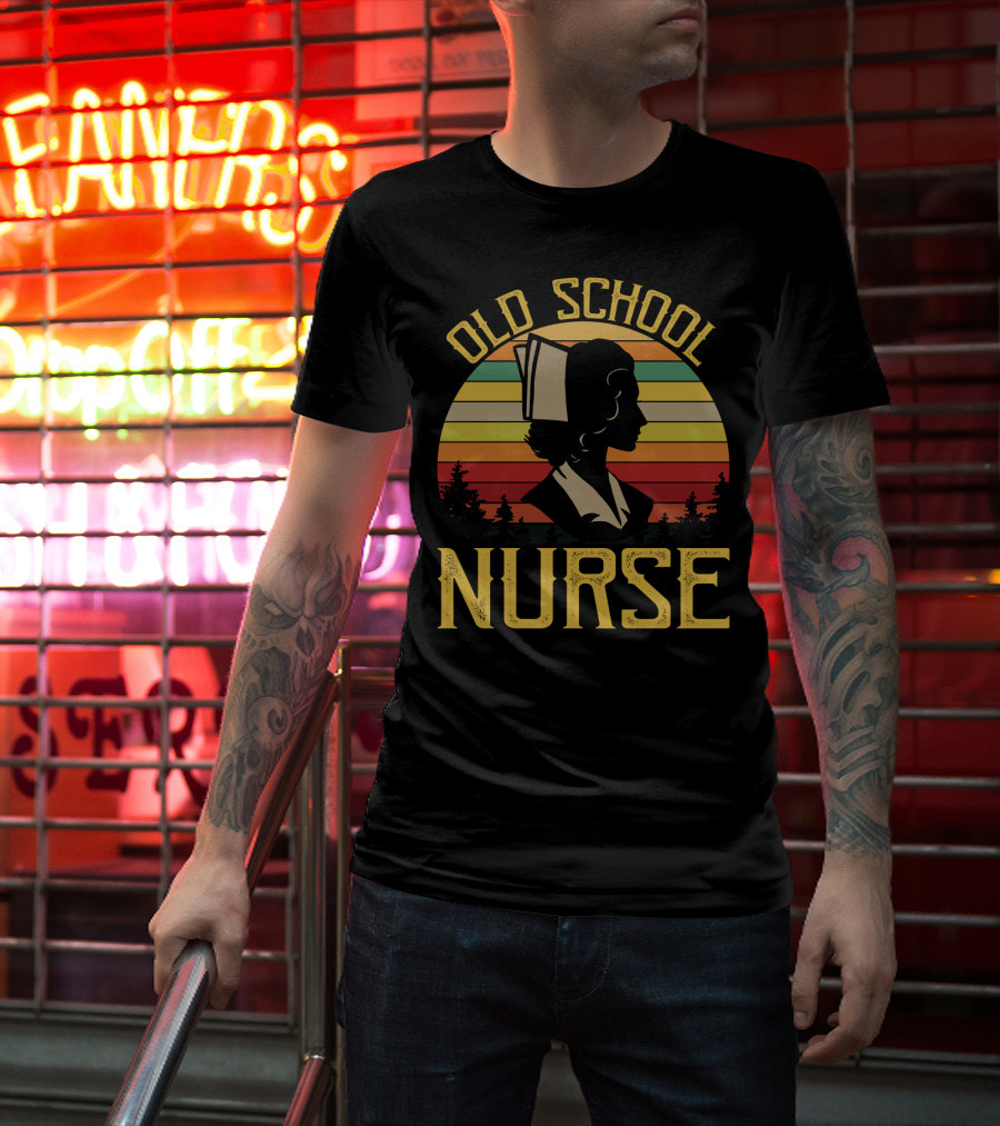 Old School Nurse Vintage Sunset T-Shirt