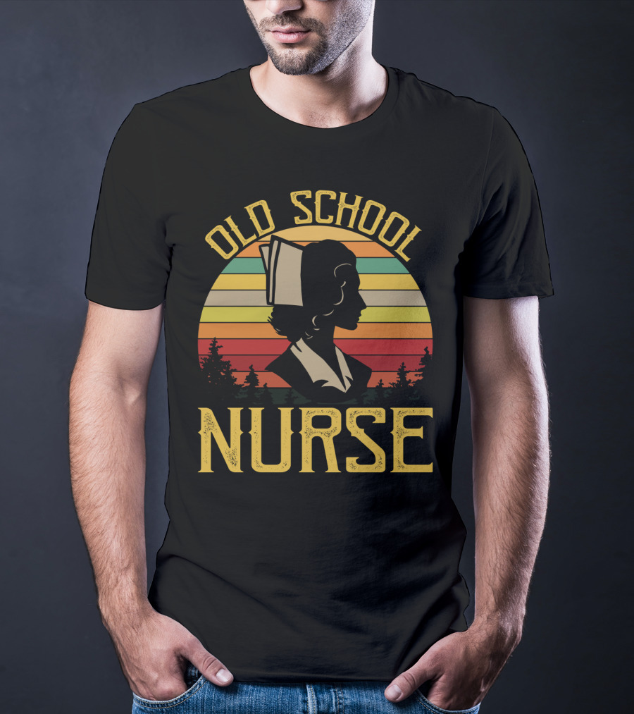 Old School Nurse Vintage Sunset T-Shirt