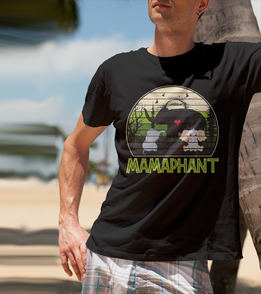 Mamaphant Cute Elephant Mom With Heart And Baby Elephants T-Shirt