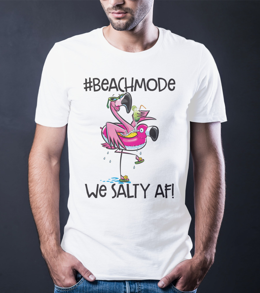 BeachMode We Salty AF Flamingo Summer Vacation T-Shirt