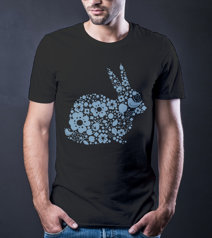 EasterEaster Floral Bunny Filled With Flowers And Bird T-Shirt