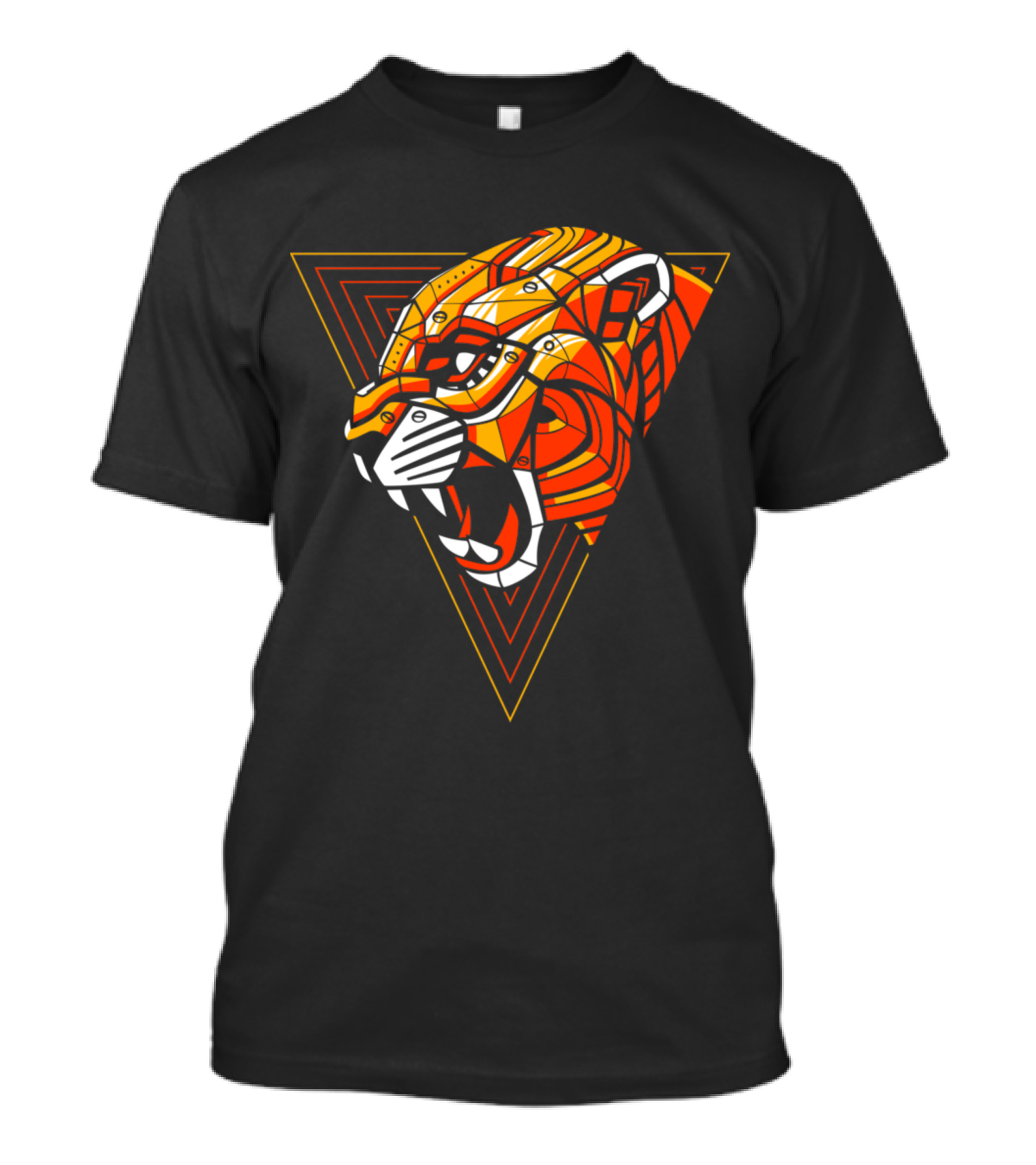 Leopard Punk Machine Geometric Triangle Roaring Face T-Shirt