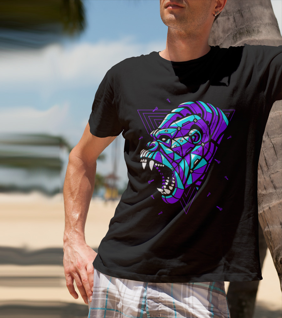 Cyber Punk Gorilla Geometric Triangles T-Shirt