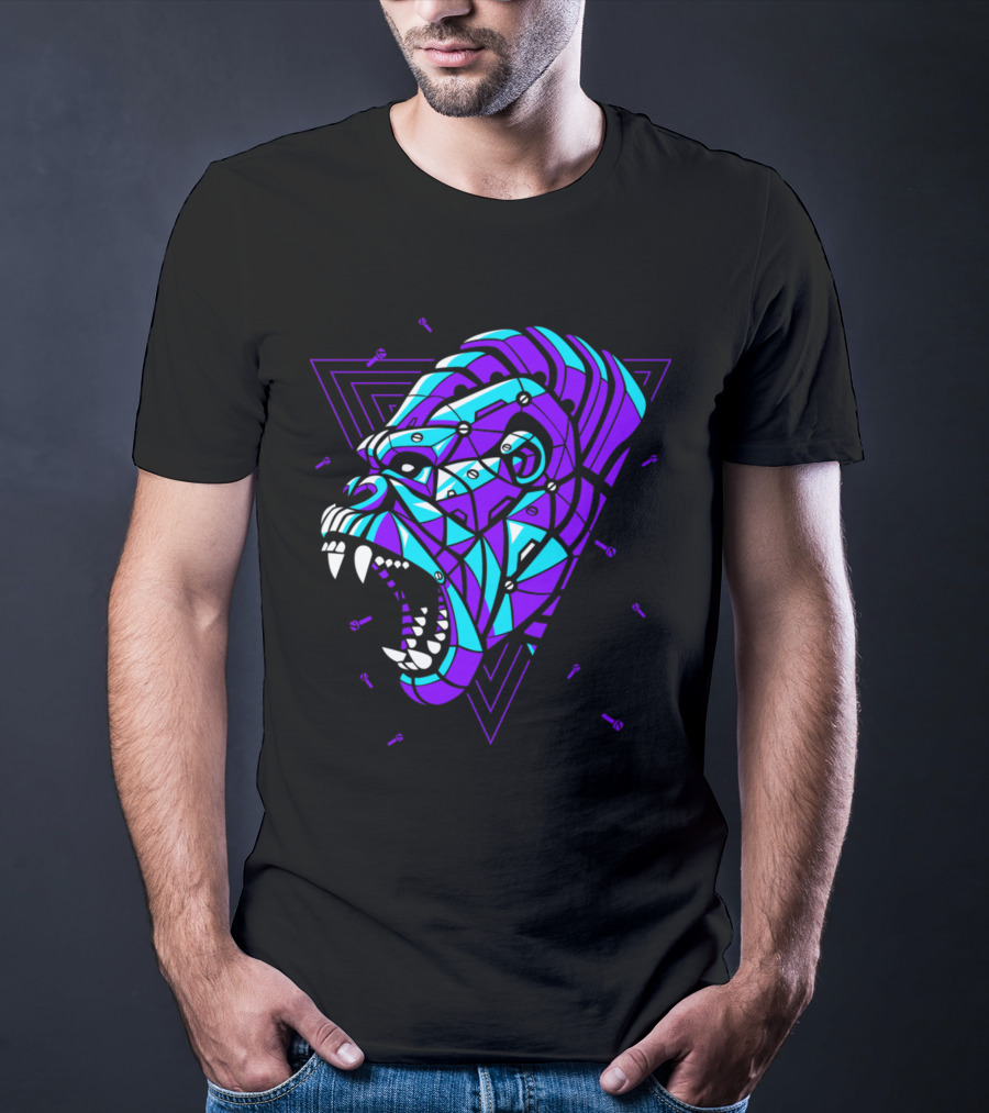 Cyber Punk Gorilla Geometric Triangles T-Shirt