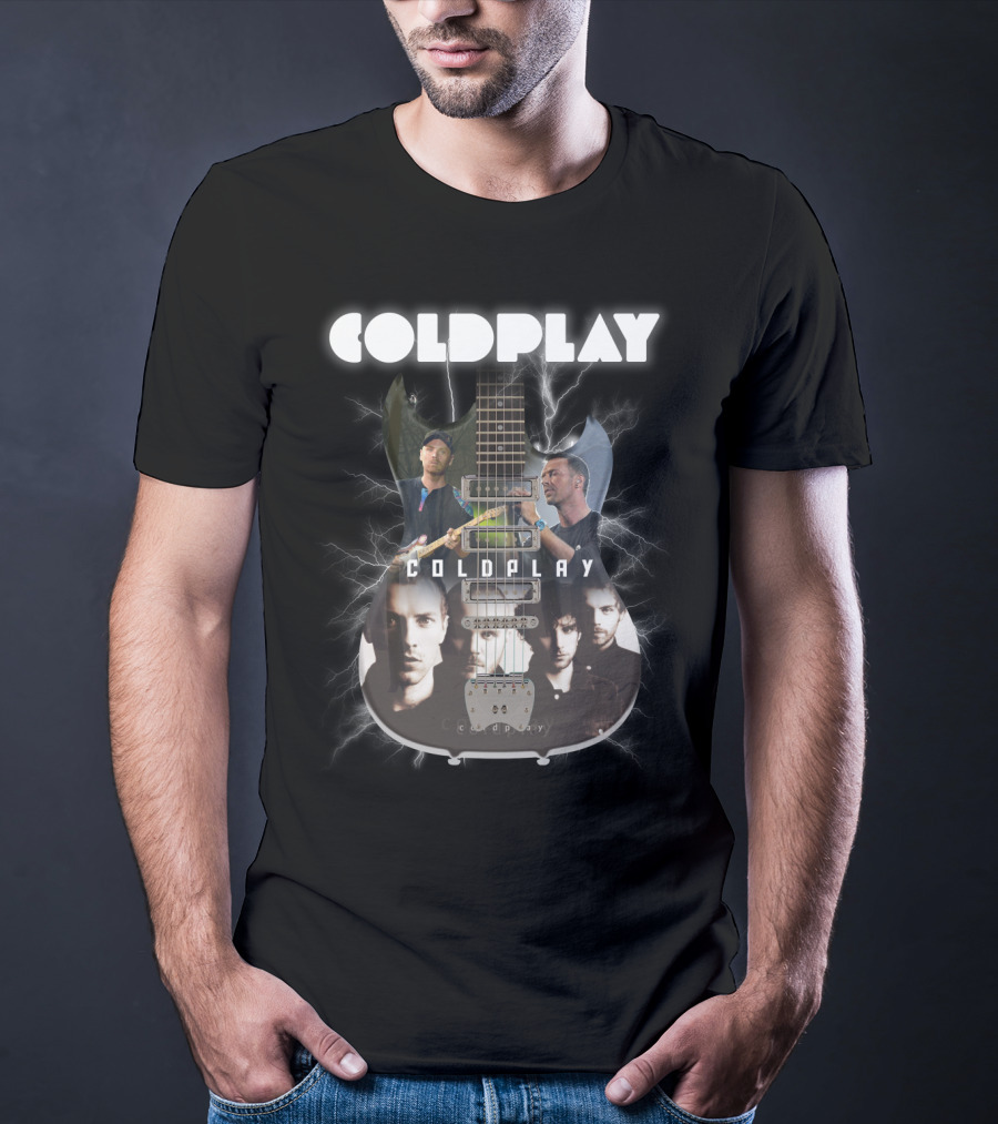 COLDPLAY Electric Guitar Lightning Portraits T-Shirt