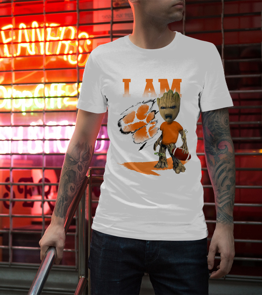 I AM Clemson Tiger Groot Football T-Shirt