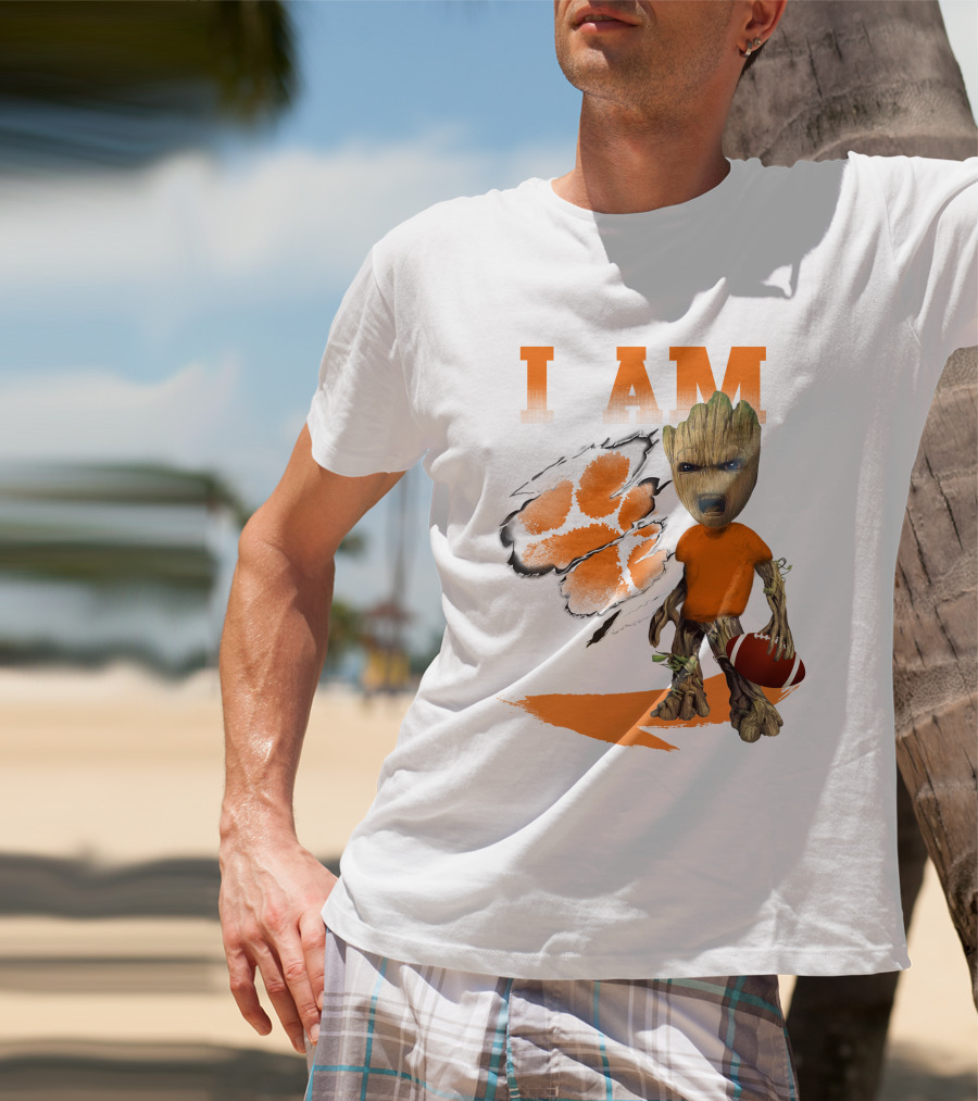 I AM Clemson Tiger Groot Football T-Shirt