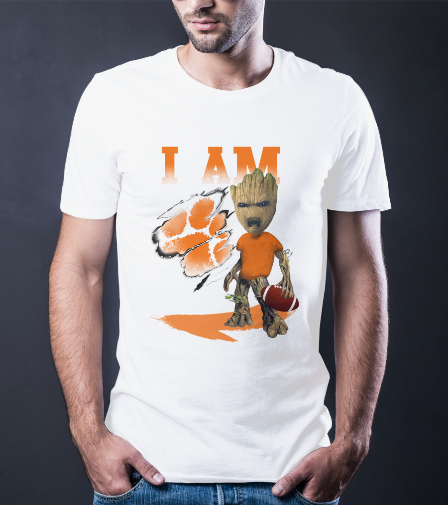 I AM Clemson Tiger Groot Football T-Shirt