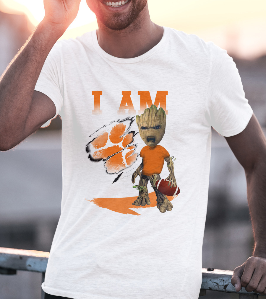 I AM Clemson Tiger Groot Football T-Shirt