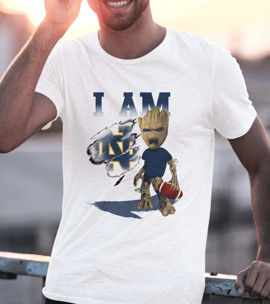 I AM Notre Dame Fighting Irish Groot Football T-Shirt