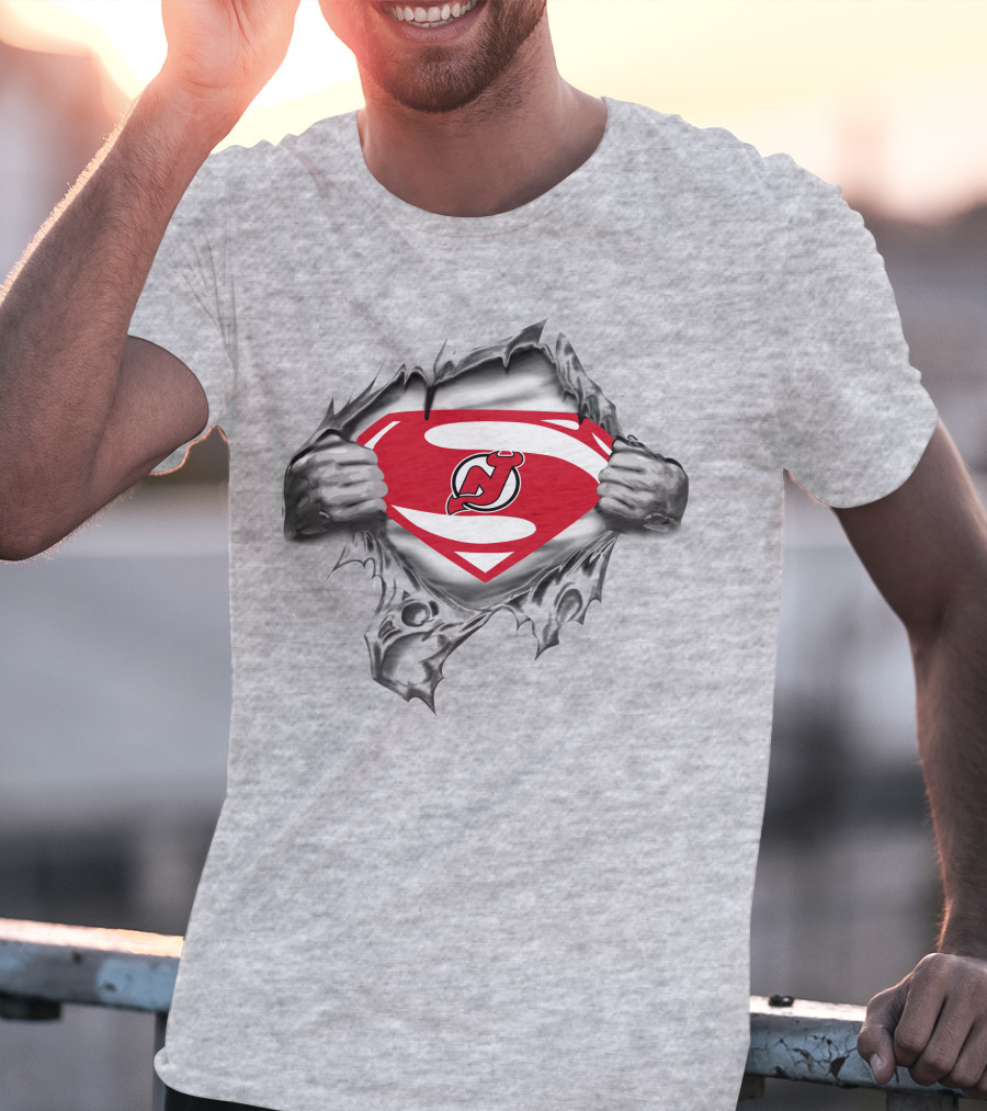 New Jersey Devils Superman Iconic Logo Fusion T-Shirt