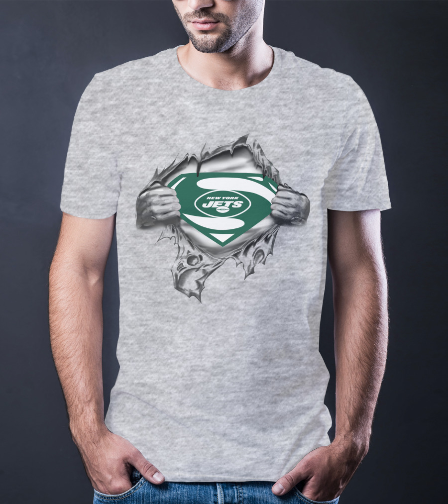 New York Jets Superman Shield Logo Burst T-Shirt