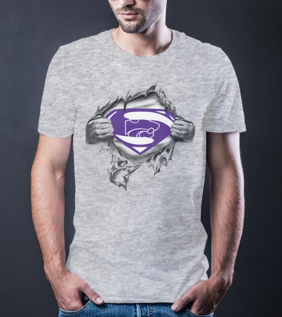 Kansas State Wildcats Superman Logo Ripped Shield T-Shirt
