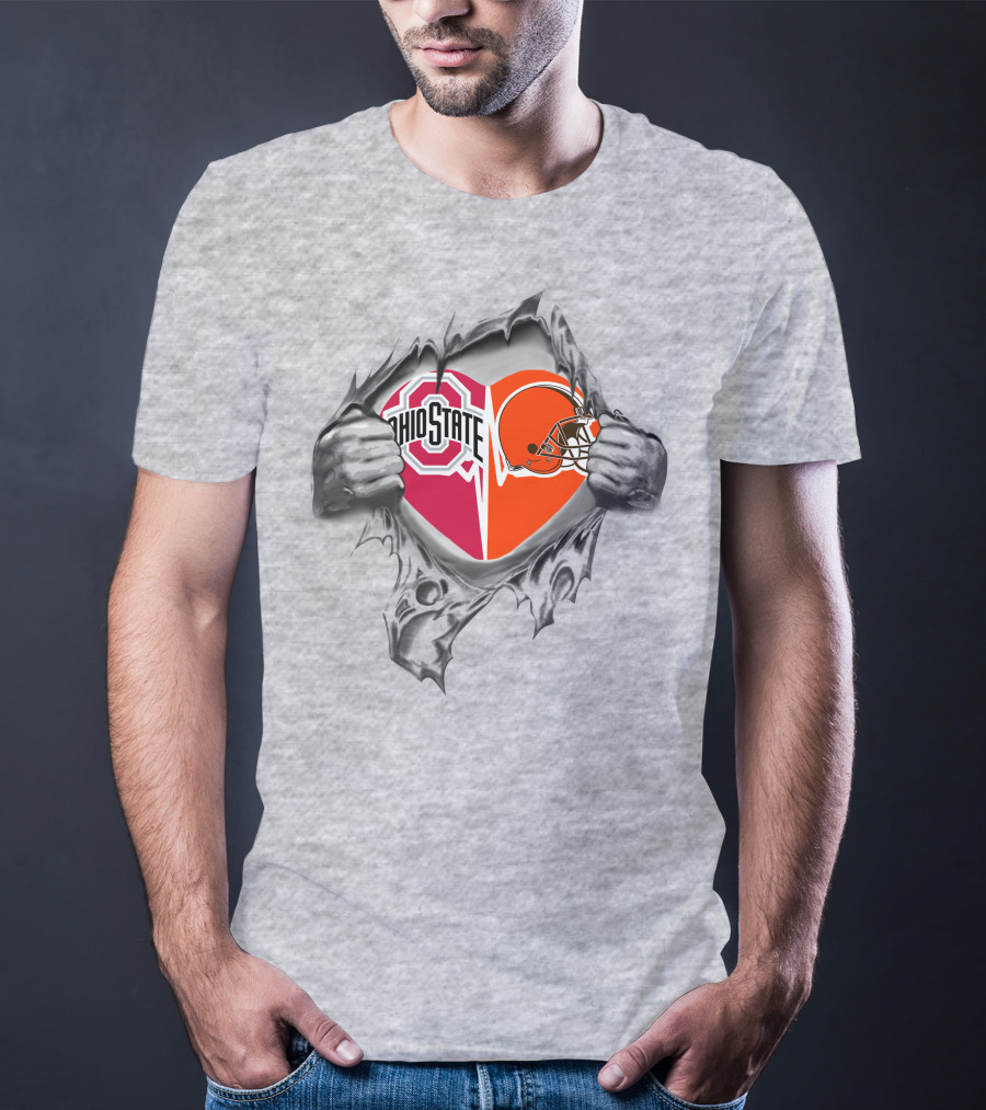 Ohio State Buckeyes Cleveland Browns Heart Inside My Heart T-Shirt