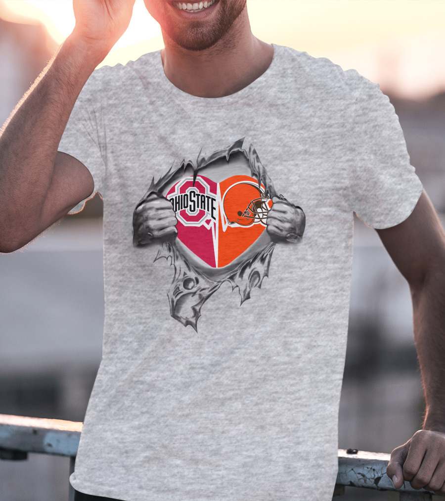 Ohio State Buckeyes Cleveland Browns Heart Inside My Heart T-Shirt