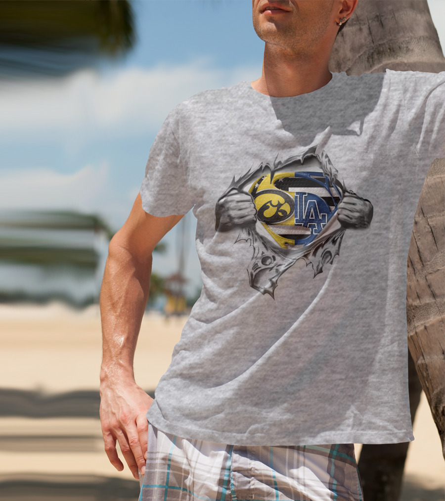 Hawkeyes Dodgers Superman Logo Crossover Emblem T-Shirt