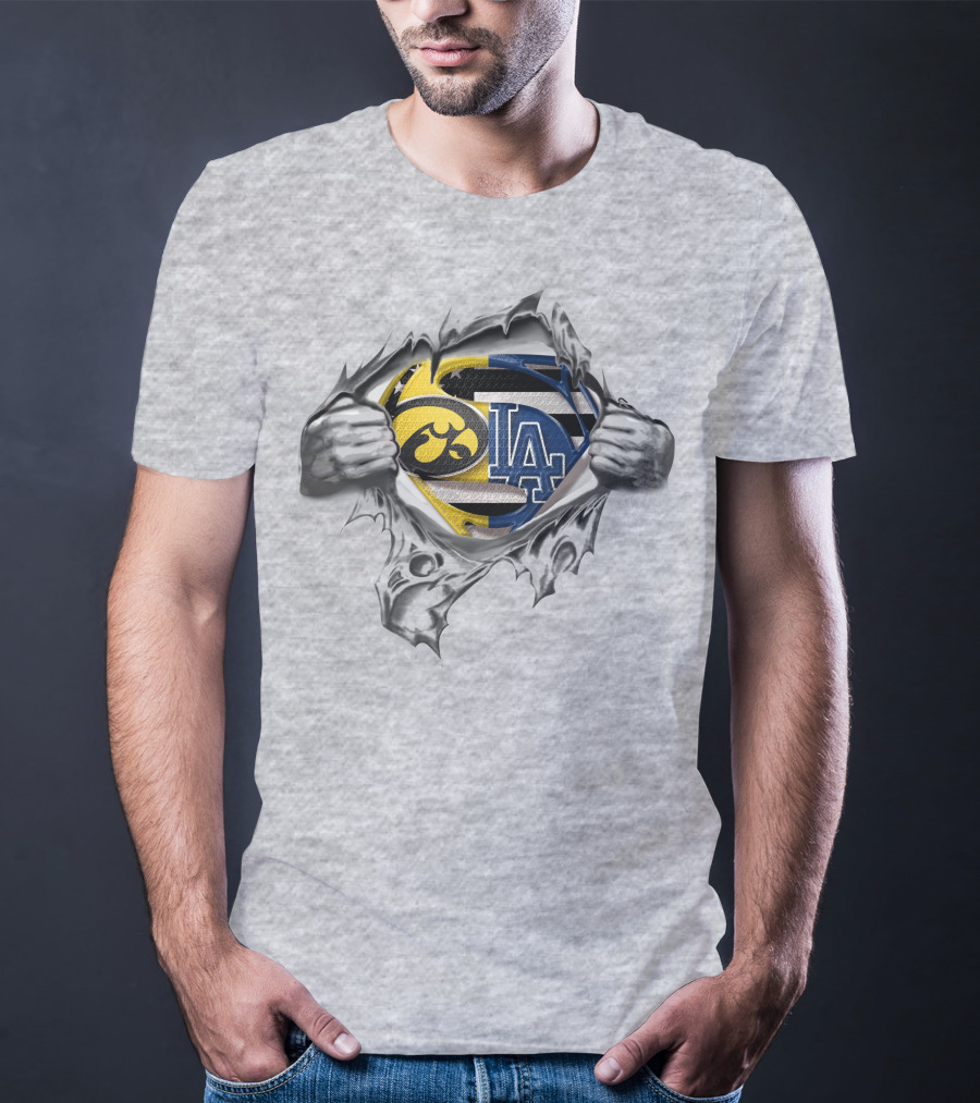 Hawkeyes Dodgers Superman Logo Crossover Emblem T-Shirt