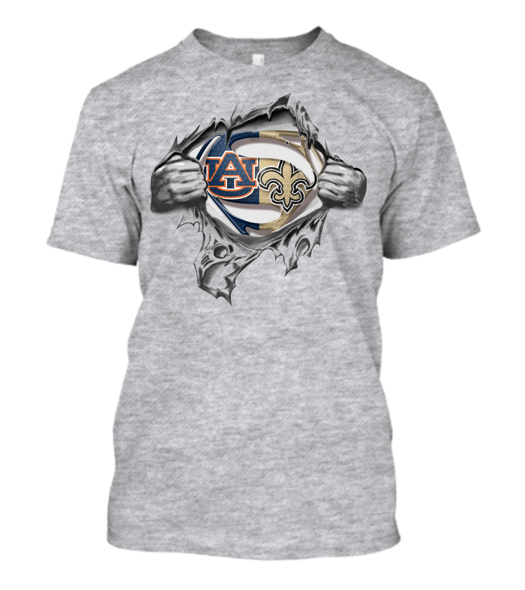 Auburn Tigers New Orleans Saints Superhero Fusion T-Shirt
