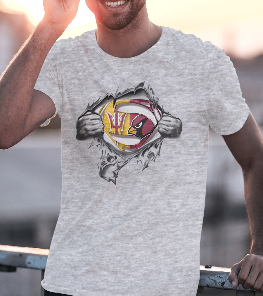 Arizona State Devils Cardinals Super Man Logo Mashup T-Shirt