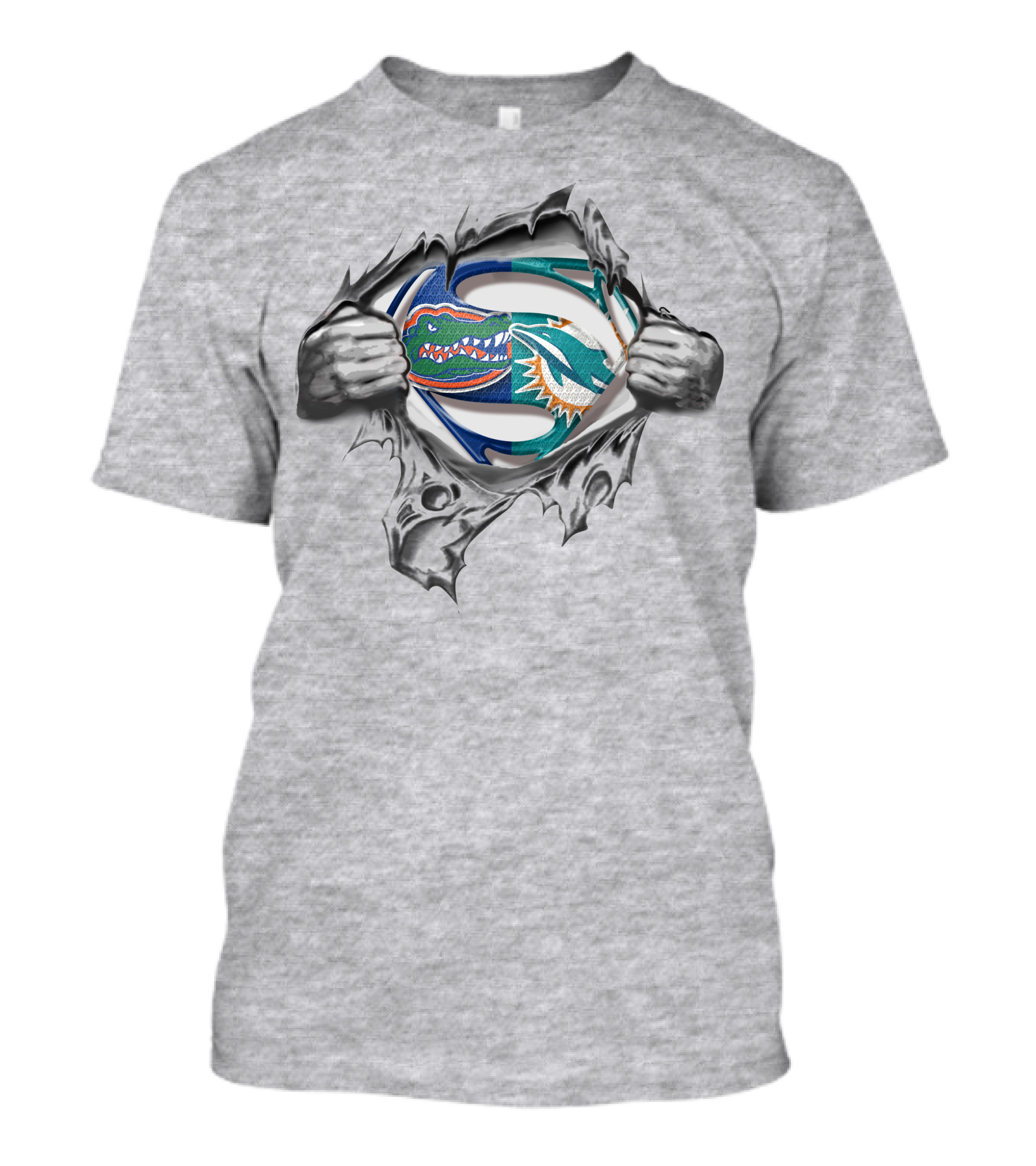 Dolphins Gators Superman Logo Crossover T-Shirt